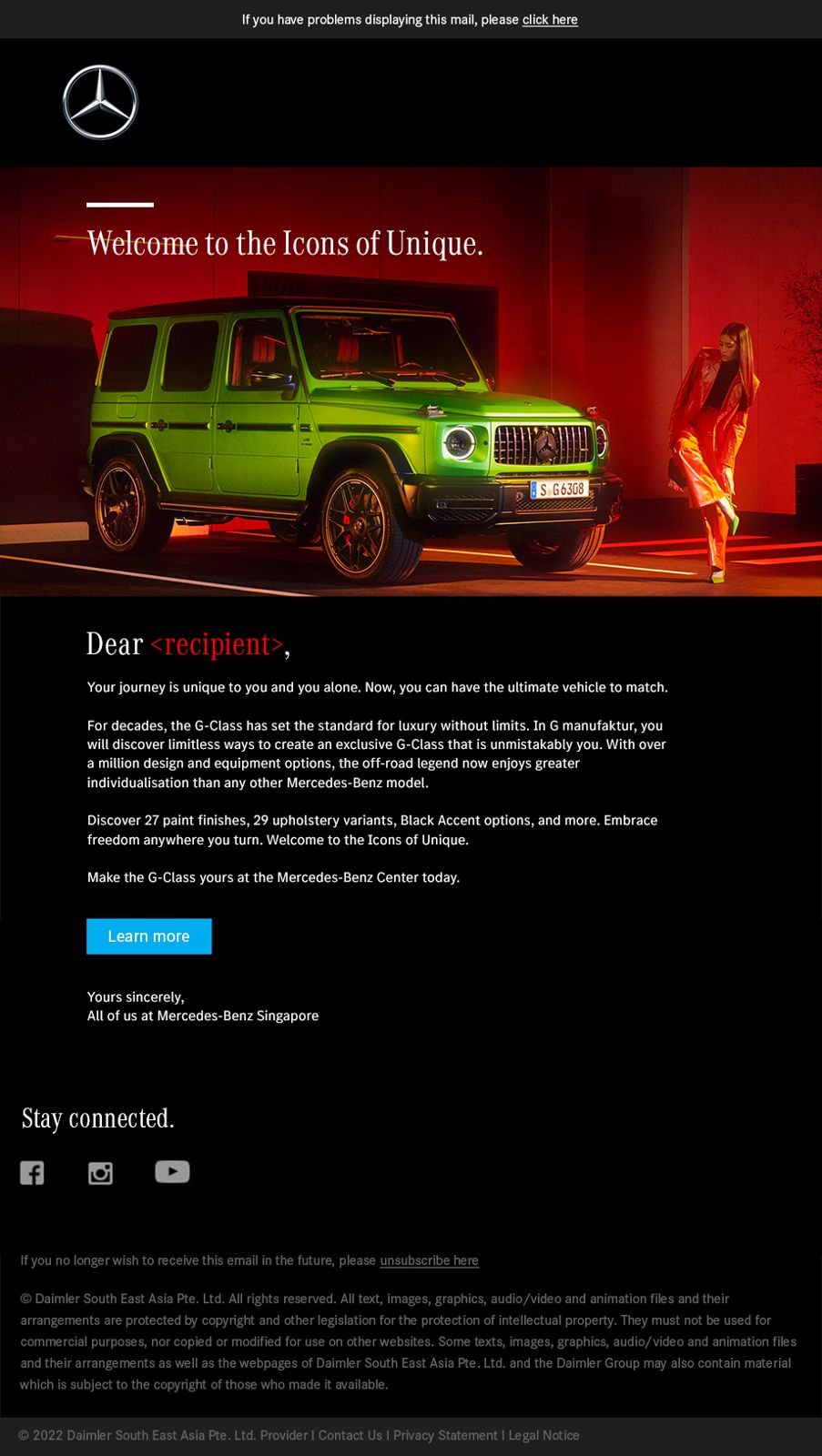 G-Class launch email